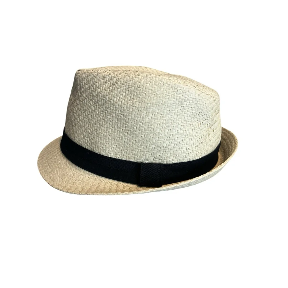 Levi's Fedora Hat Mens Small Medium Straw Twill Black Band